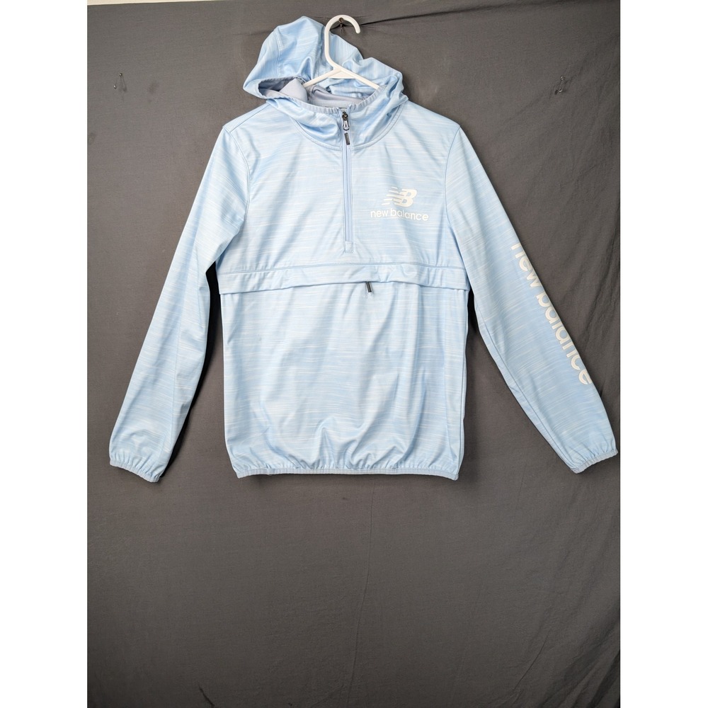 New Balance Mens Light Blue Space Dye Half Zip Hooded Windbreaker‎ Jacket Medium